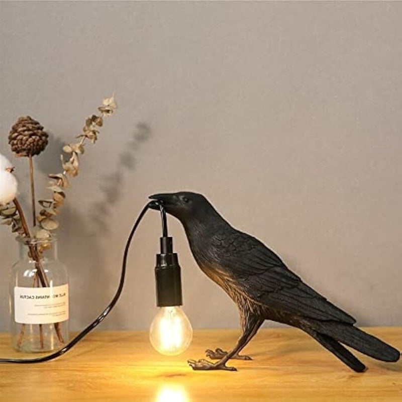 Raven Desk Lamp - Resin LED Bird Lamp for Bedroom/Office/Living Room/Farmhouse Art Deco with Plug - Image 3